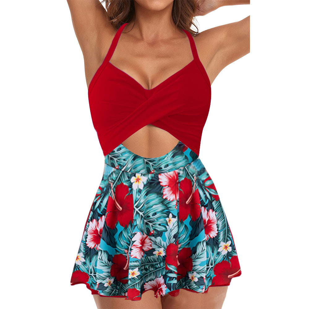 Women's Cutout One Piece Skirt Swimsuit