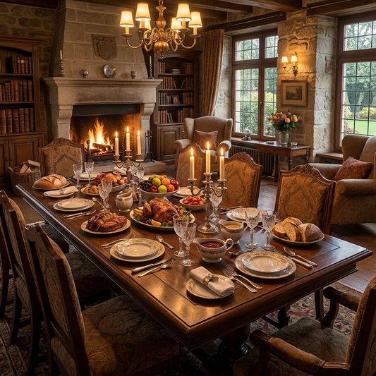 Traditional Solid-Wood Dining Table with Double Pedestal Trestle Base