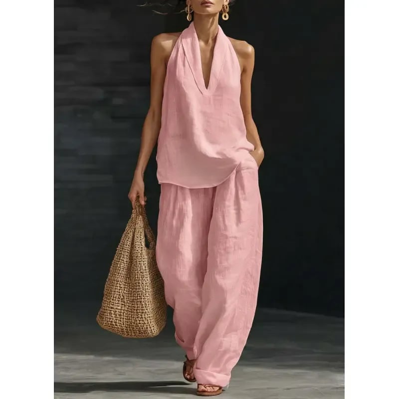 Casual And Cozy Minimalist Linen Two-piece Set