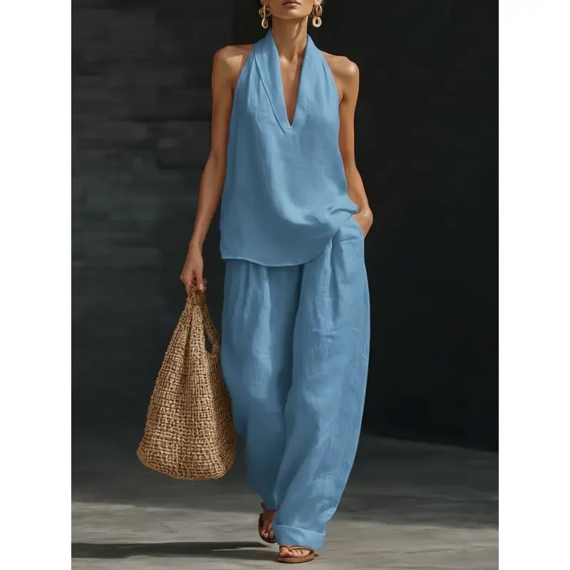 Casual And Cozy Minimalist Linen Two-piece Set