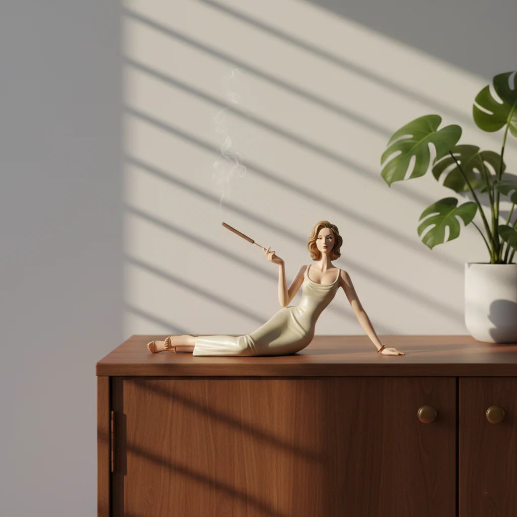 Handcrafted Ceramic Aroma Statue With attached ash tray