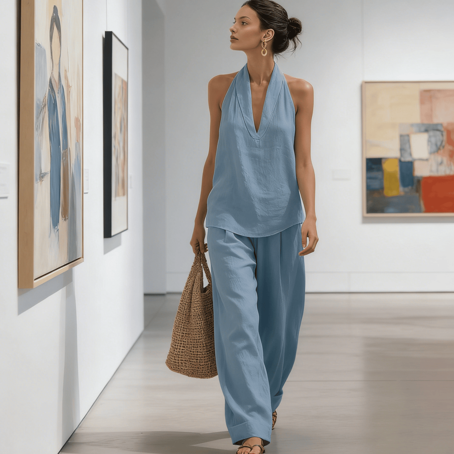 Casual And Cozy Minimalist Linen Two-piece Set