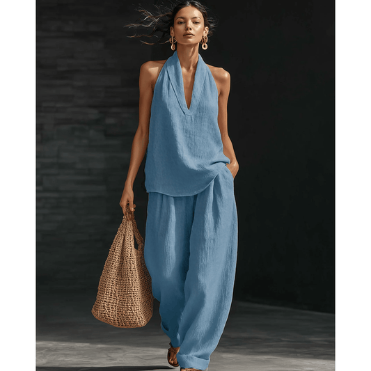 Casual And Cozy Minimalist Linen Two-piece Set