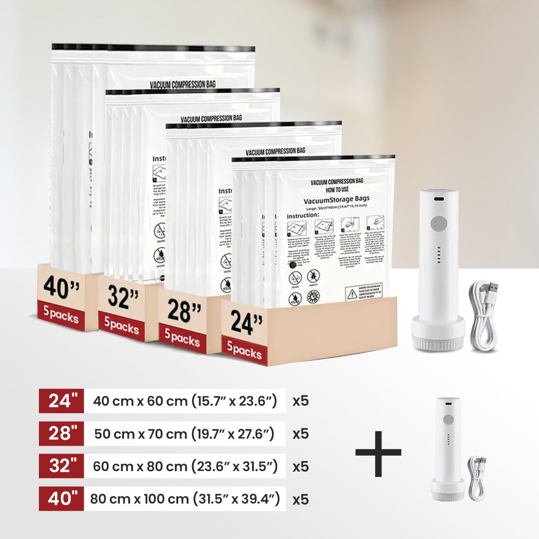Cordless Vacuum Storage Compression Bag Set